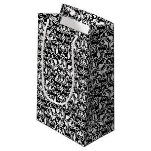 Petit Sac Cadeau Chic noir et blanc Damask