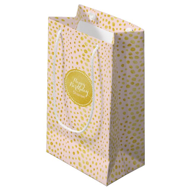 Petit Sac Cadeau Chic rose faux or parties scintillant cheetah impr (Devant Angle)