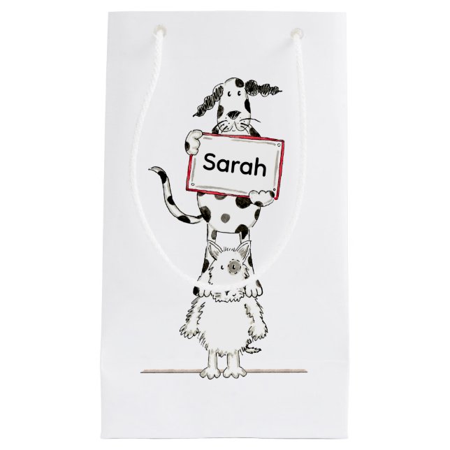 Petit Sac Cadeau Chien Acrobatique Mignon Personnalisé  (Devant)