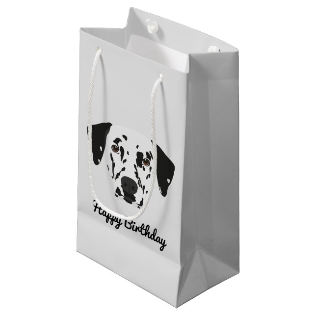 Petit Sac Cadeau Chien dalmate à points noirs (Devant Angle)
