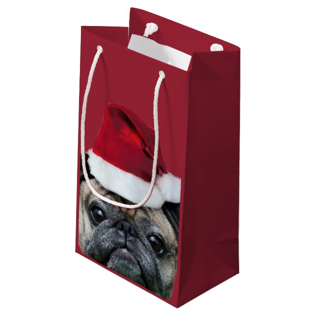 Petit Sac Cadeau Chien de carlin de Noël (Dos Angle)
