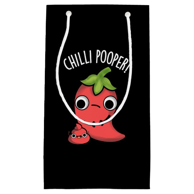 Petit Sac Cadeau Chili Poooper Funny Pepper Pun Dark BG (Devant)