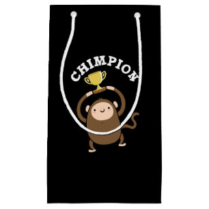 Petit Sac Cadeau Chimpion Funny Champion Chimpanzé Pun Dark BG