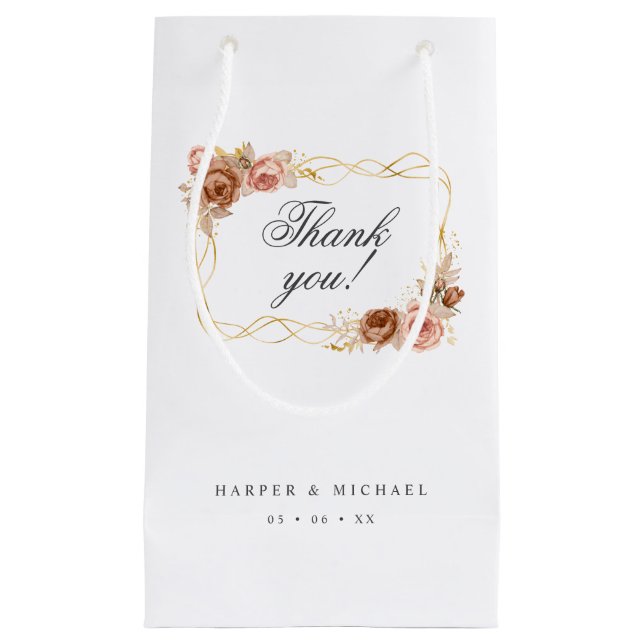 Petit Sac Cadeau chocolat rose rose pâle mariage merci (Devant)