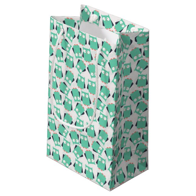 Petit Sac Cadeau Chouettes lunaires turquoises (Dos Angle)