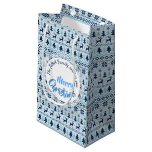 Petit Sac Cadeau CHRISTMAS Blue Deer motif personnalisé S Cadeau B