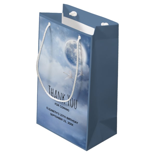 Petit Sac Cadeau Ciel bleu magique avec Merci de cygnes volants (Dos Angle)