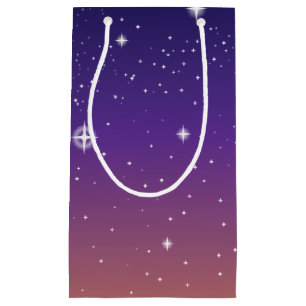 Petit Sac Cadeau Ciel étoilé de coucher de soleil violet et or