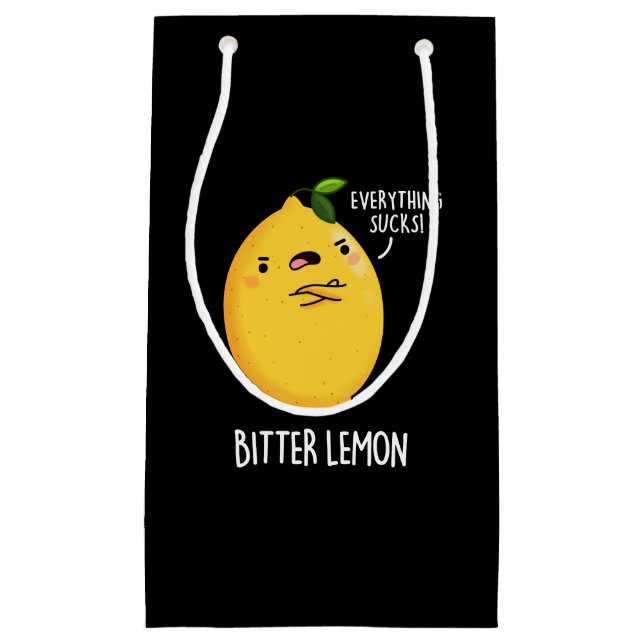 Petit Sac Cadeau Citron amer Funky Fruit Pun Dark BG (Devant)