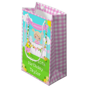 Petit Sac Cadeau Citronade rose Blonde Hair Girl Joyeux Anniversair