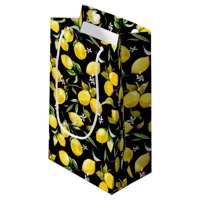 Petit Sac Cadeau citrons d'aquarelle 7 (Devant Angle)