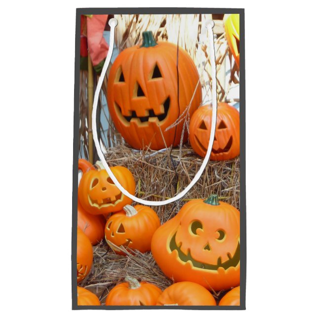 Petit Sac Cadeau Citrouille halloween Jack-o'-lantern orange citrou (Devant)