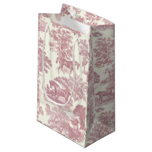 Petit Sac Cadeau Classé Élégant Chic Rose Cheval Toile de campagne