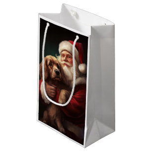 Petit Sac Cadeau Cocker Spaniel avec Noël Festif du Père Noël