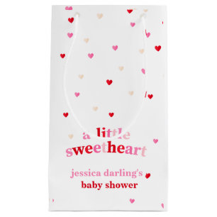 Petit Sac Cadeau Coeur Valentine Thème Bébé Fille Douche Rouge Rose