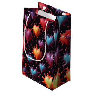 Petit Sac Cadeau Coeurs colorés Art éclatant