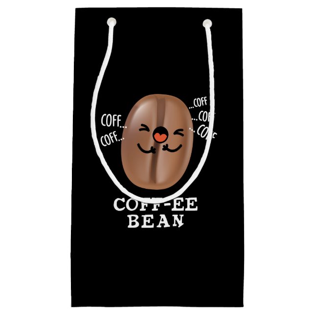Petit Sac Cadeau Coff-ee Funny Coussin Coffee Bean Pun Dark BG (Devant)