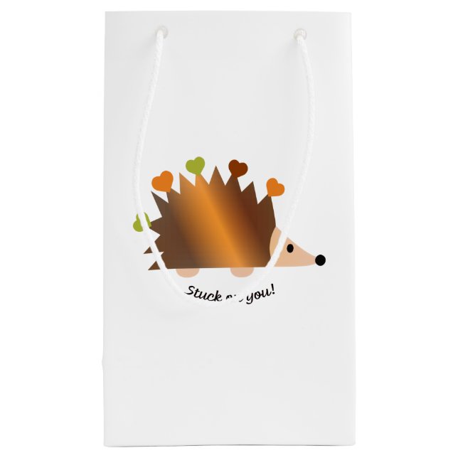 Petit Sac Cadeau Coincé sur vous Hérisson et Coeurs (Dos)