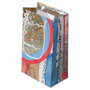 Petit Sac Cadeau collage d'art abstrait, médias mélangés et
