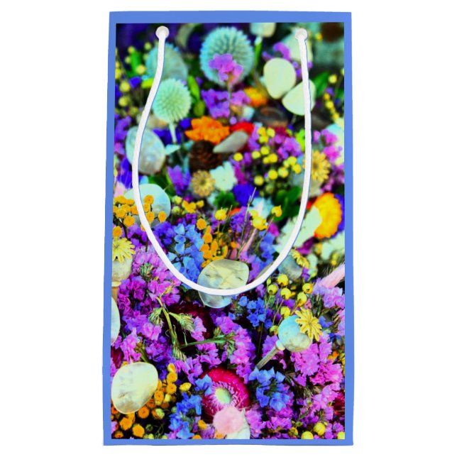 Petit Sac Cadeau Collage floral coloré (Devant)