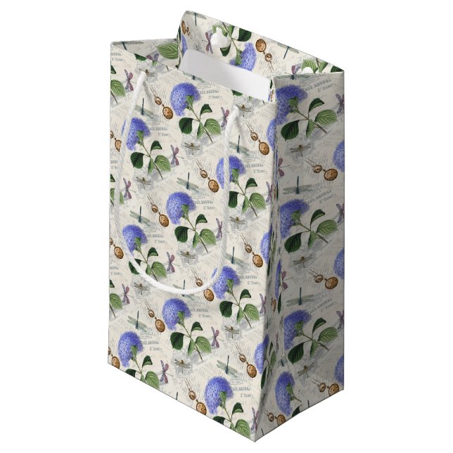 Petit Sac Cadeau Collage Hydrangea (Devant Angle)