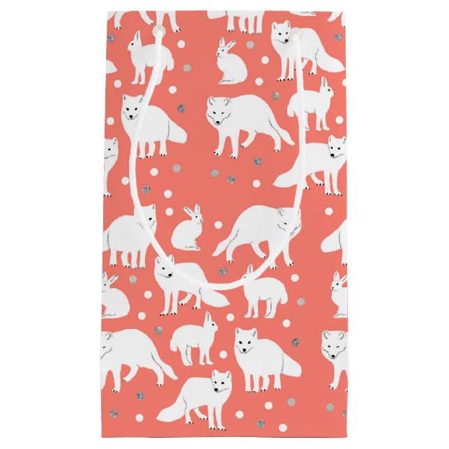 Petit Sac Cadeau Collection d'animaux de l'Arctique - Renards et li (Devant)