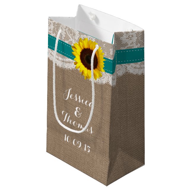 Petit Sac Cadeau Collection de Mariages de tournesol rustique - Tur (Devant Angle)