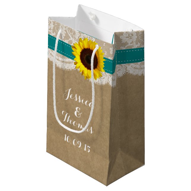 Petit Sac Cadeau Collection de Mariages de tournesol rustique - Tur (Devant Angle)