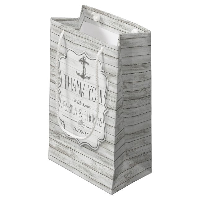 Petit Sac Cadeau Collection Nautique blanchie à la chaux Wood Beach (Devant Angle)