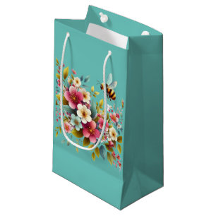 Petit Sac Cadeau Coloré, Abeille printanière/florale