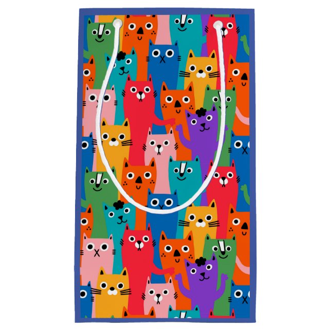 Petit Sac Cadeau Colorful cats (Devant)