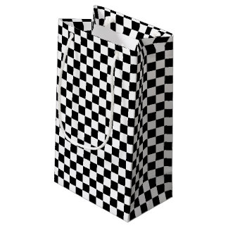 Petit Sac Cadeau Conception Checkered noire et blanche