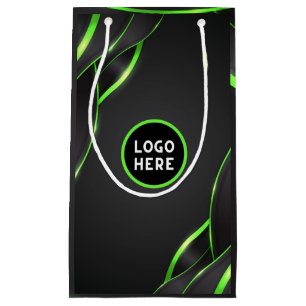 Petit Sac Cadeau Conception de fluide abstrait noir et vert Ajout