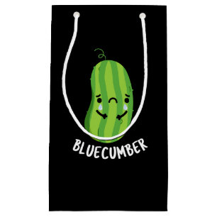 Petit Sac Cadeau Concombre bleu Funny Sad Veggie Cucumber Pun Dark 