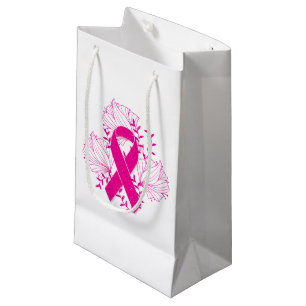 Petit Sac Cadeau Contour rose de fleur de ruban de conscience de