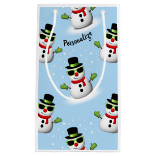 Petit Sac Cadeau Cool Snowman Noël motif bleu hiver
