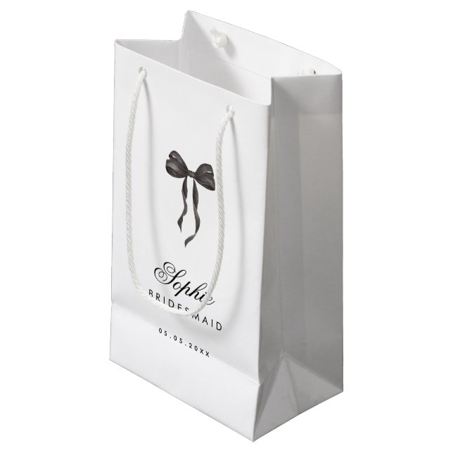 Petit Sac Cadeau Coquette Bow Français Stylo Bridesmaid Nom (Devant Angle)