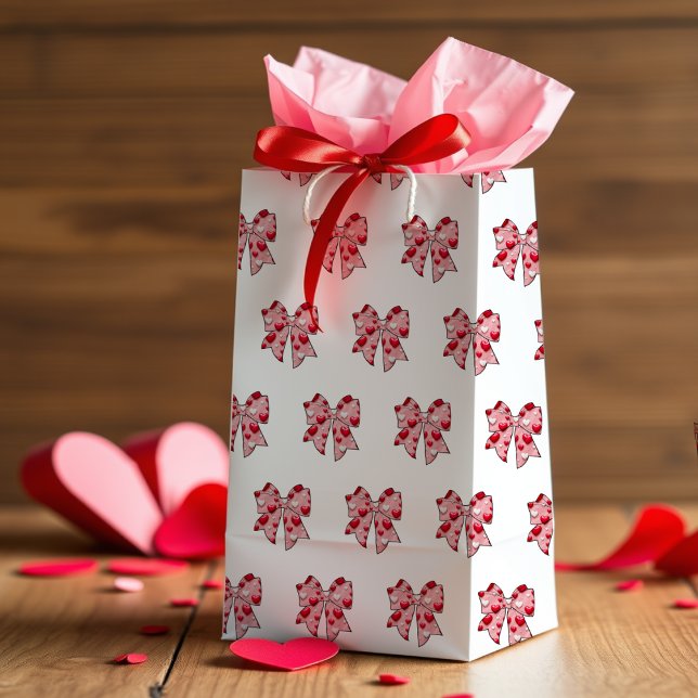 Petit Sac Cadeau Coquette Bow Motif Saint-Valentin (Happy Valentine's Day Coquette Bow Pattern Small Gift Bag
)