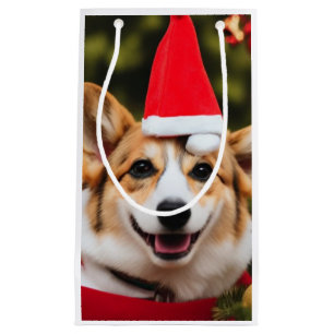 Petit Sac Cadeau Corgi sourire Noël fun