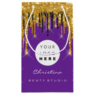 Petit Sac Cadeau Cosmétiques de mariage de fiançailles Purple Gold