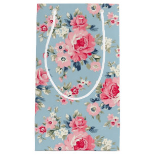 Petit Sac Cadeau Cottage Roses roses sur Arrière - plan bleu