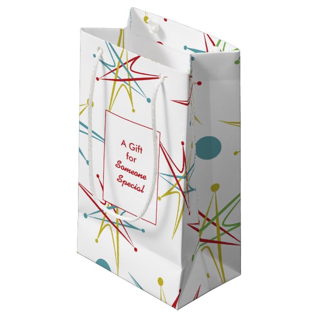 Petit Sac Cadeau Couleurs personnalisées de point rétro atomique de (Devant Angle)