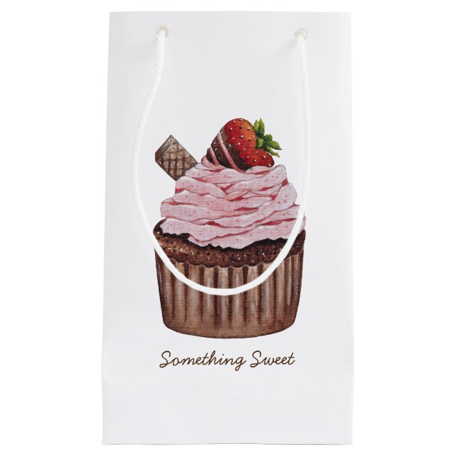 Petit Sac Cadeau Coupe De Fraise Cute À L'Aquarelle (Devant)