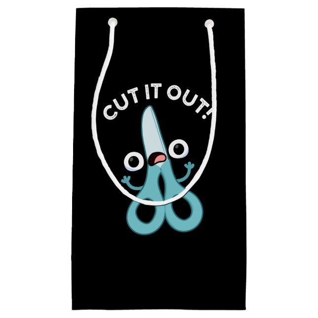 Petit Sac Cadeau Couper ça drôle Ciseaux Puns Dark BG (Devant)