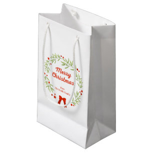 Petit Sac Cadeau Couronne de Noël élégante et étoiles