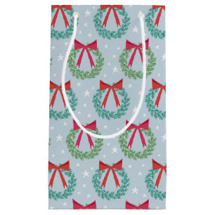 Petit Sac Cadeau Couronnes de Noël hivernales avec vaches Retro Ins