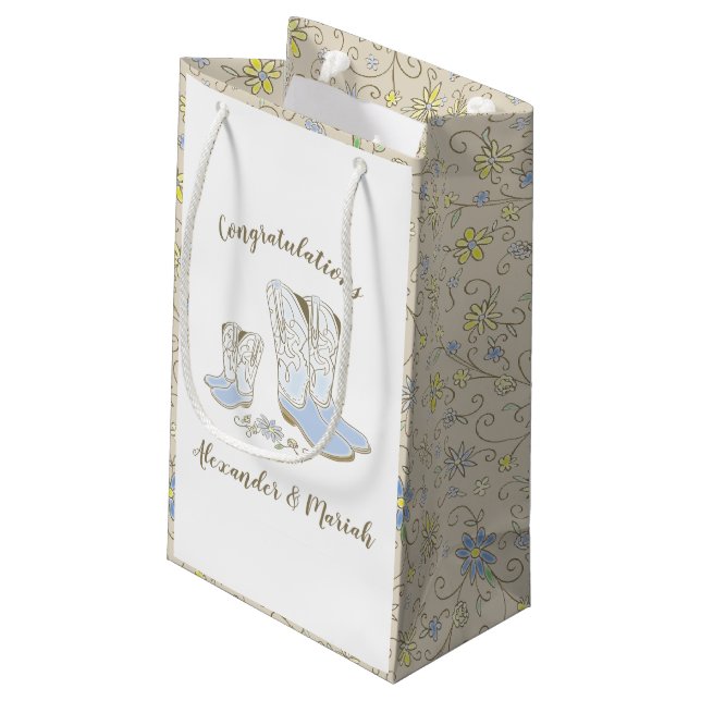Petit Sac Cadeau Cowboy Baby shower Pays Western Blue Boy (Dos Angle)
