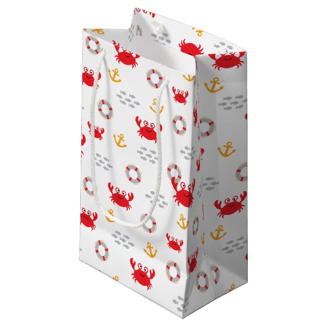 Petit Sac Cadeau Crabe à la bouée de sauvetage (Devant Angle)