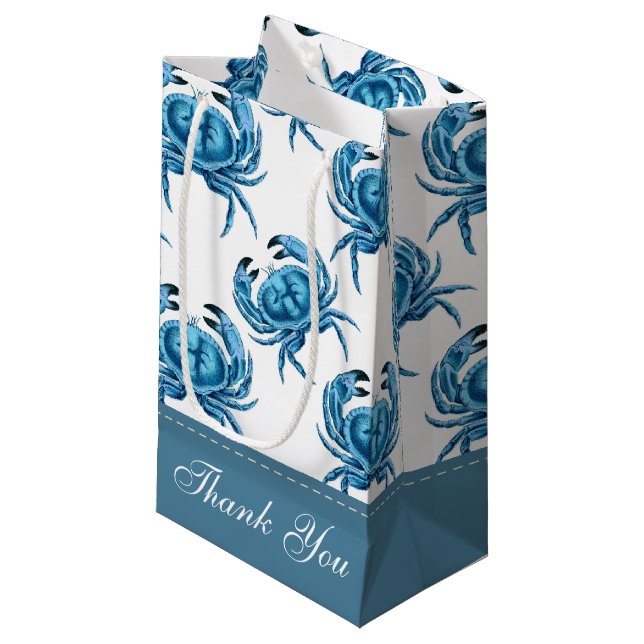 Petit Sac Cadeau Crabes bleus Motif balnéaire (Devant Angle)