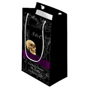 Petit Sac Cadeau Crâne gothique noir foncé